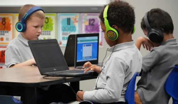 Kids on Technology with headphones